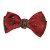 Boucle double satin rouge avec fleurs vertes 