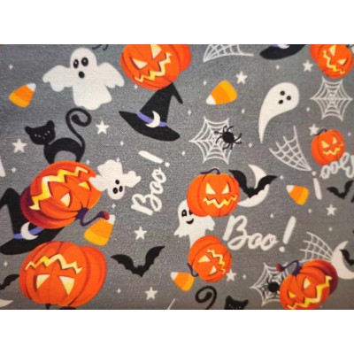 Foulards Halloween : Gris citrouilles/fantomes