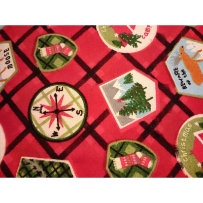 Foulards Noël : rouge carreaux/badge (flanelle)