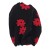 Peau de pêche : noir avec des fleurs rouges 